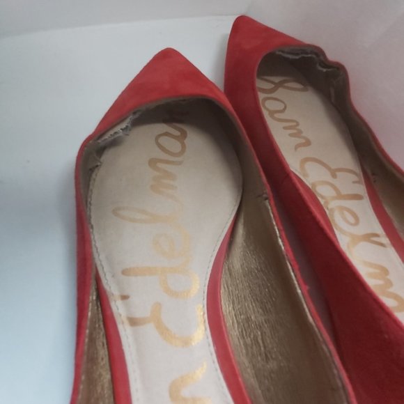 SAM EDELMAN | Women's 'Rae' Red Suede Pointed Toe Flats Red Size 6.5 - Picture 7 of 14